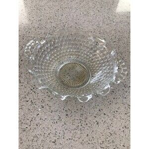 Clear fenton Hobnail Candy Dish With Handles
